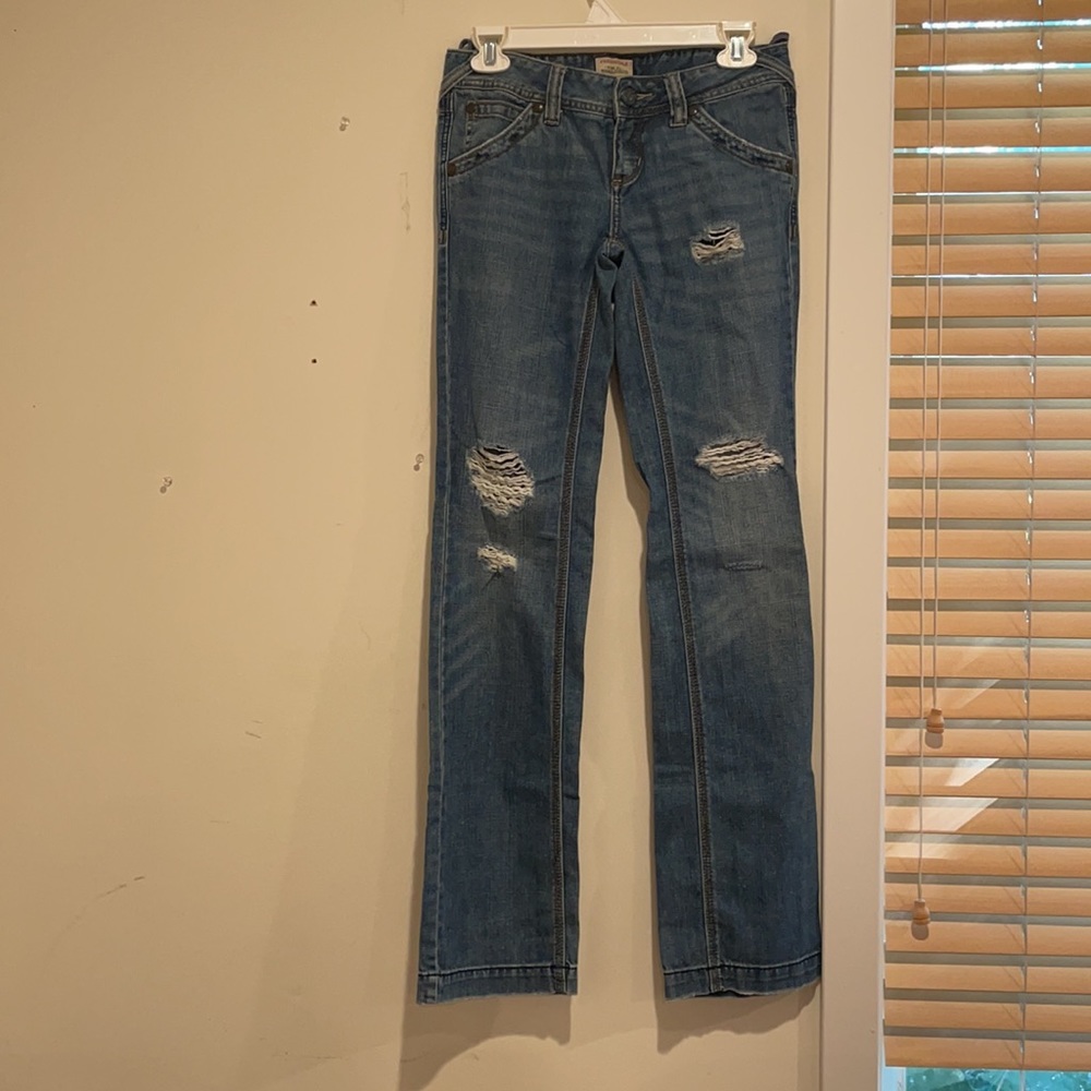Free People ripped straight leg denim